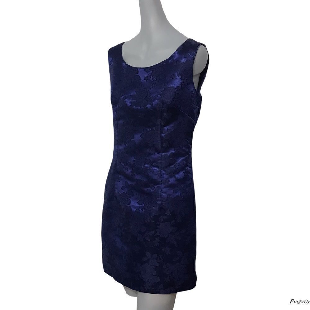 🦩 Floral Satin Sheath Dress‎ Purple Blue Cocktail Party
